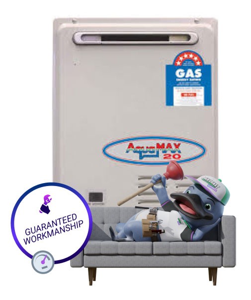 Gas Hot Water Guaranteed Workmanship with platypus icon