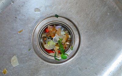 food blocking a kitchen sink drain